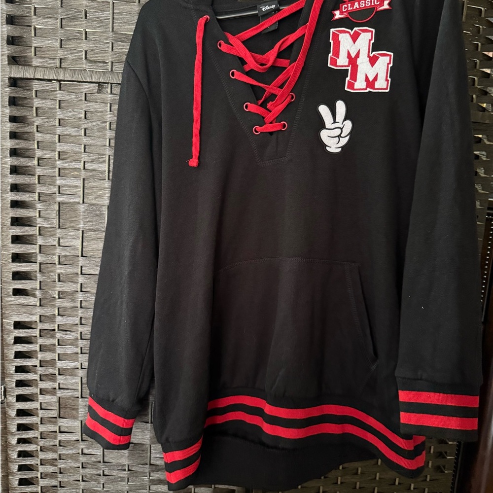 Torrid Disney Black and Red Lace-Up Sweater